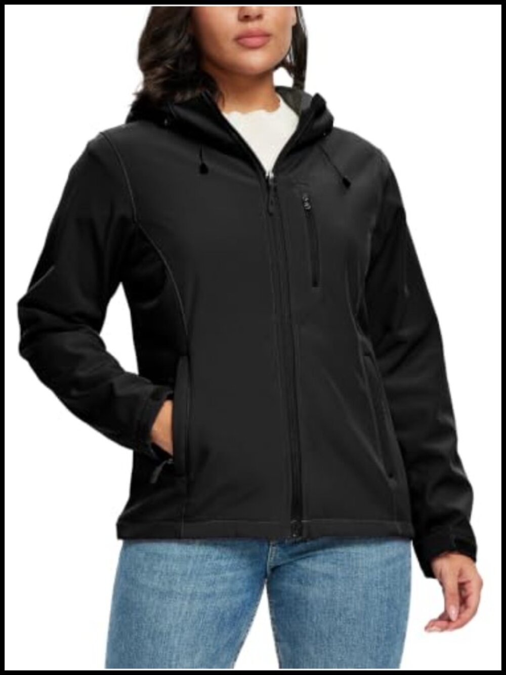 Waterproof Softshell Fleece Lined Hooded Windbreaker Rain Coat